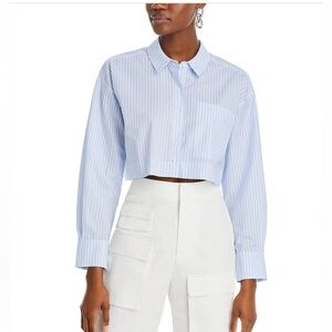 Grey Lab Striped Cropped Shirt